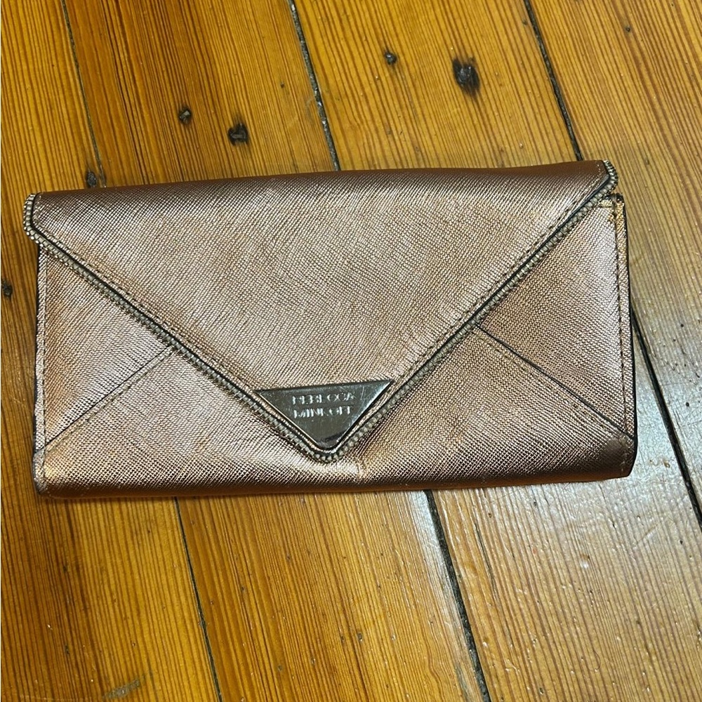 Rebecca minkoff rose gold  Clutch with Metallic Leather and Envelope Shape